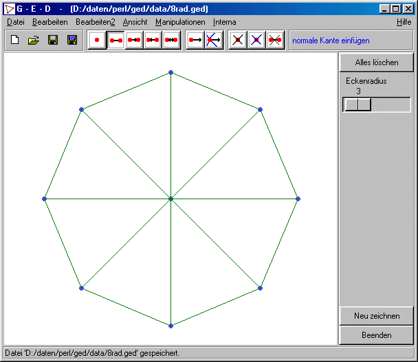 Ein Bild des Grapheneditors mit 8er Rad