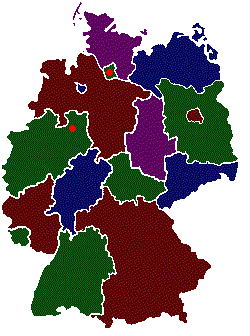 Deutschlandkarte mit den Orten der verlinkten Dhls